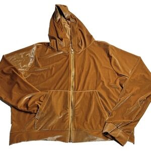 Fabletics‎ Donna Velour Full Zip Hooded Jacket Honey Gold Women's XL Athleisure